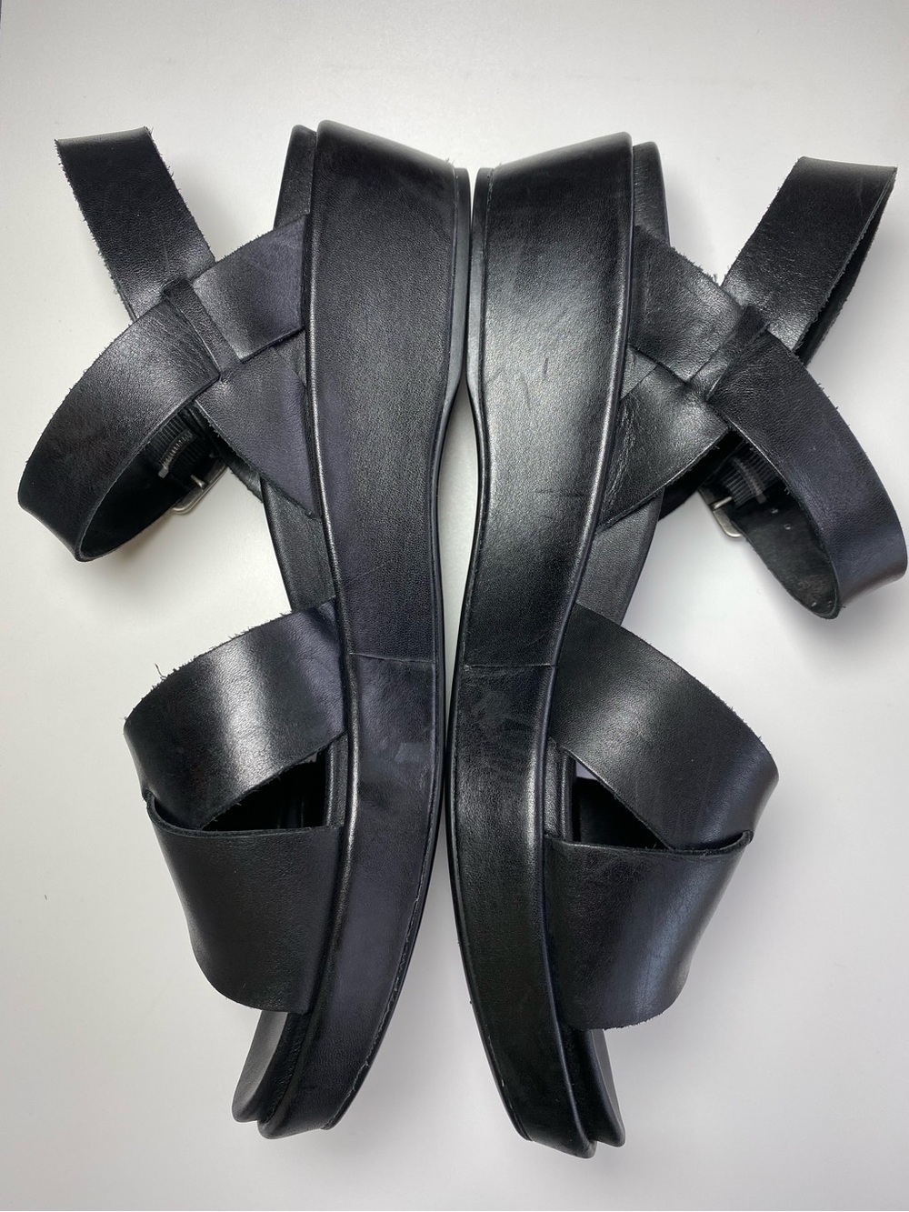 Kork-Ease Black Leather Platform Wedge Sandals Sz 10 Very Good Condition in Box! - Picture 3 of 11